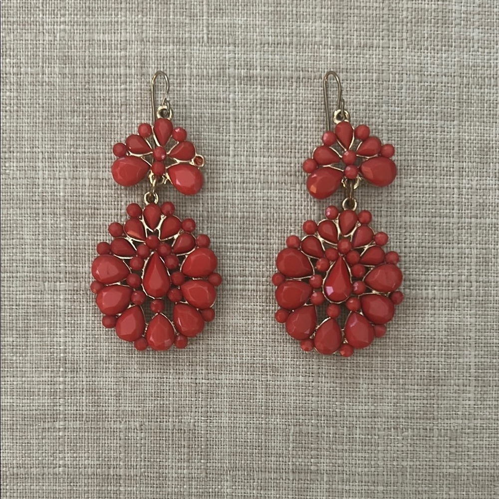 Elegant Red/Orange Floral Earrings